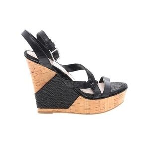 BCBG generation black wedge open toe sandals